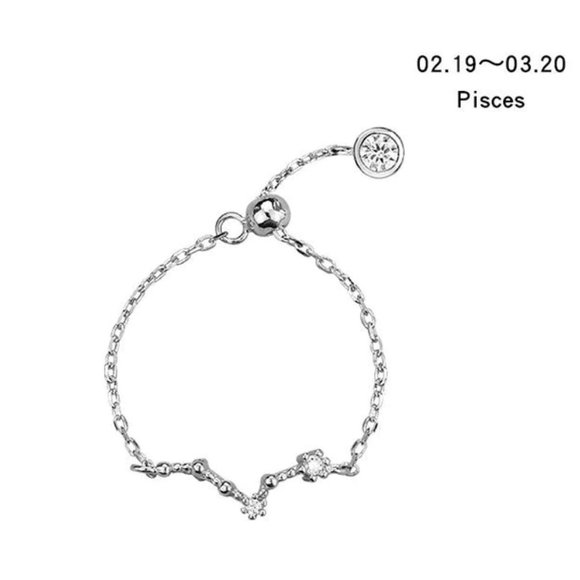 Jewelry - 925 Sterling Silver Zodiac Resizable Ring-Pisces